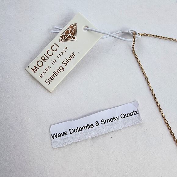 Moricci Necklace Gold Over Sterling Silver 925 Vermeil Signed NWT Smoky Quartz - Picture 4 of 8